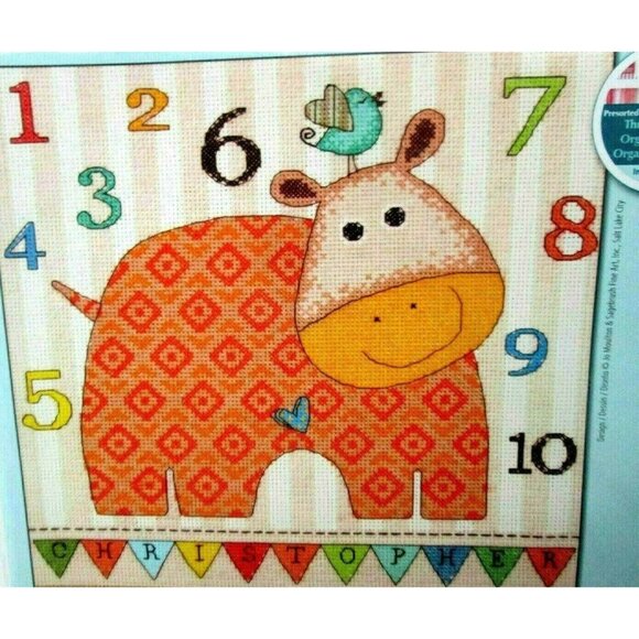 Cross Stitch Kit Dimensions Baby Hippo 123 Counted 10x10 Jo Moulton Sealed - Picture 2 of 5